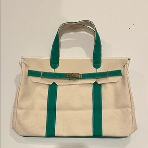 Boatkin Canvas Tote Green Trim